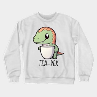 Cute Funny "Tea-Rex" Dinosaur Drawing Crewneck Sweatshirt